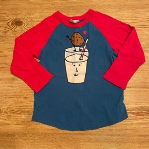 Hanna Andersson Valentine’s Day cookie and milk love baseball tee